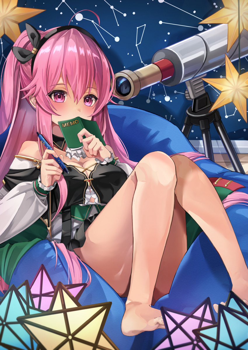 absurdres, azur_lane, barefoot, breasts, cleavage, commentary_request, constellation, emanuele_pessagno_(azur_lane)