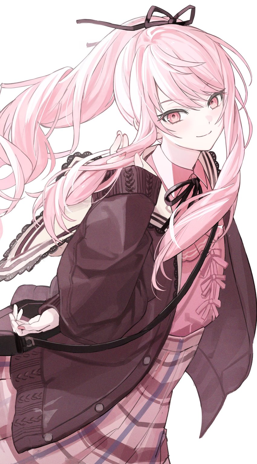 1other, absurdres, akiyama_mizuki, androgynous, brown_cardigan, cardigan, closed_mouth, collared_shirt