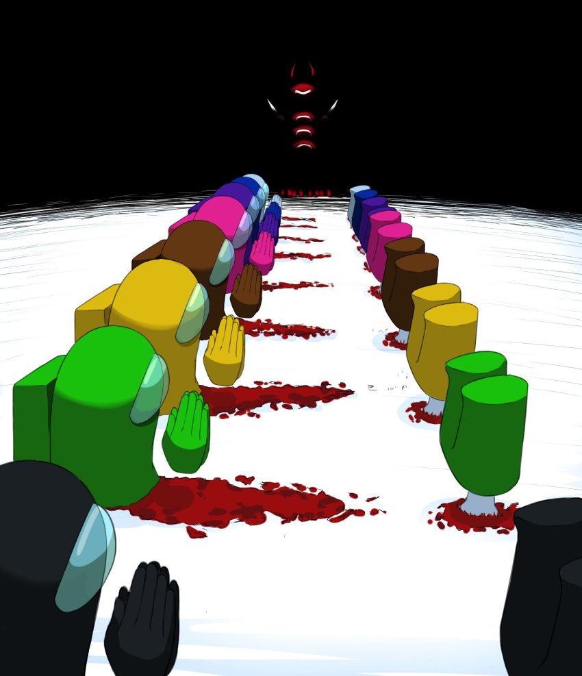 6+others, among_us, bisected, black_(among_us), black_sky, blood, blue_(among_us), bone