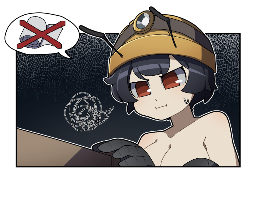 1girl, 4koma, activity_ant_(gomulgong), ant_girl, antennae, arthropod_girl, black_background, black_gloves