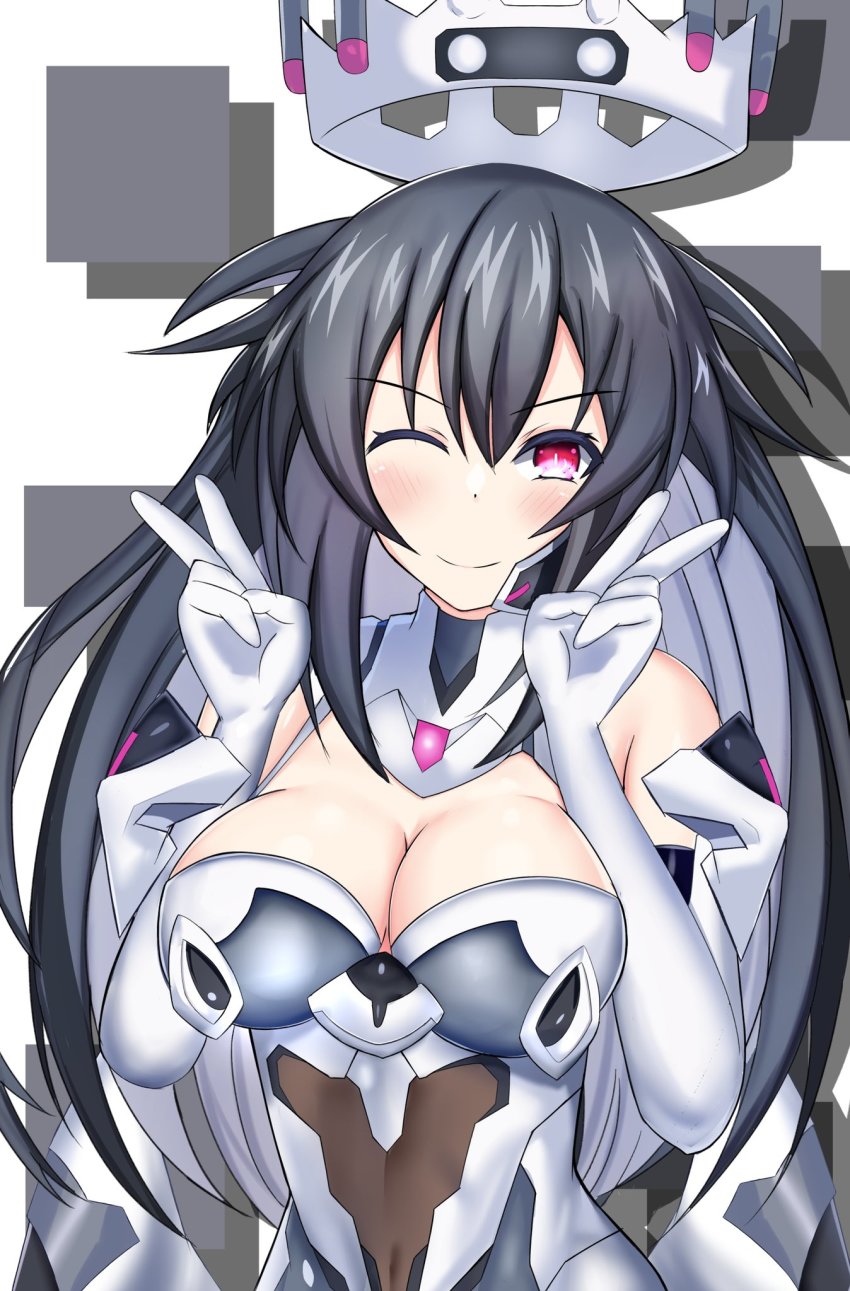 1girl, armor, armored_leotard, breasts, choujigen_game_neptune_sisters_vs_sisters, colored_inner_hair, crown, floating