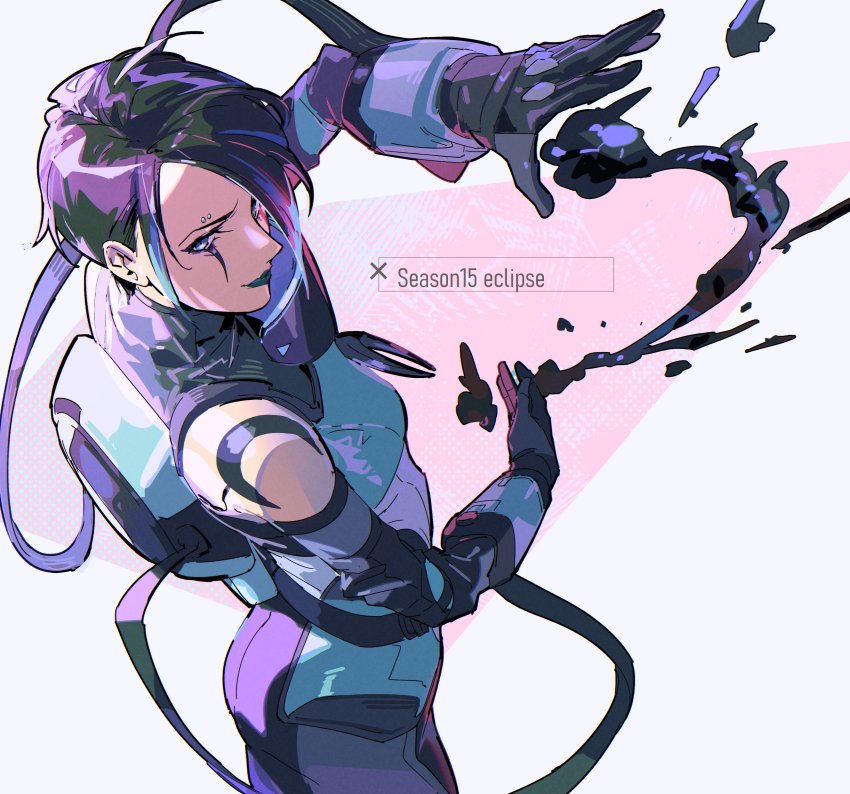 1girl, absurdres, animification, apex_legends, ass, black_gloves, black_hair, black_lips
