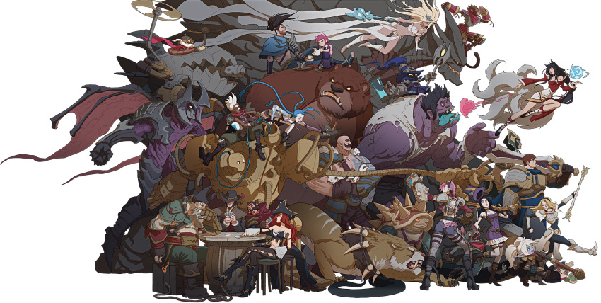 6+boys, 6+girls, aatrox, ahri_(league_of_legends), aircraft, animal_ears, annie_(league_of_legends), armor