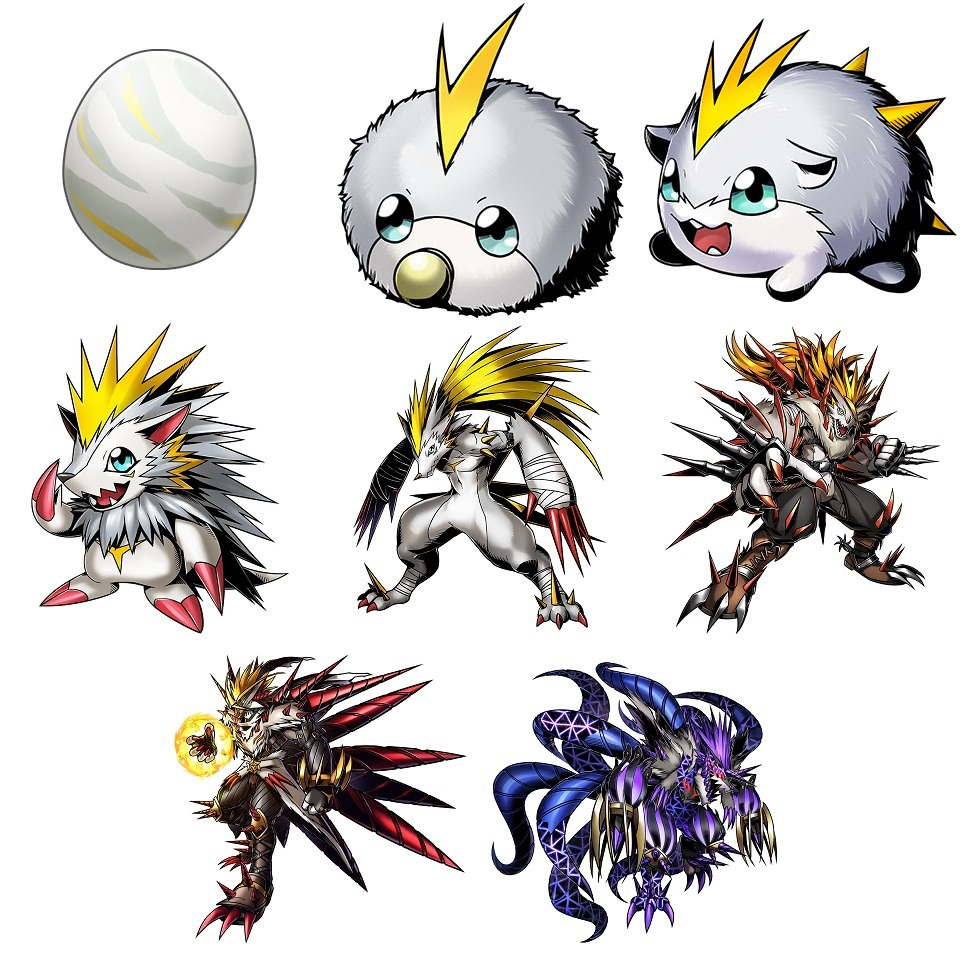 1boy, bandages, bandai, claws, digimon, digitama, drill, drill_hair