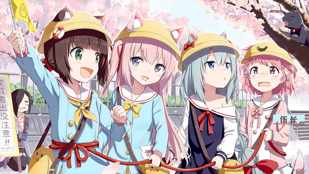 animal_ears, ark_royal_(azur_lane), azur_lane, hiding, kisaragi_(azur_lane), long_hair, mikazuki_(azur_lane), multiple_girls