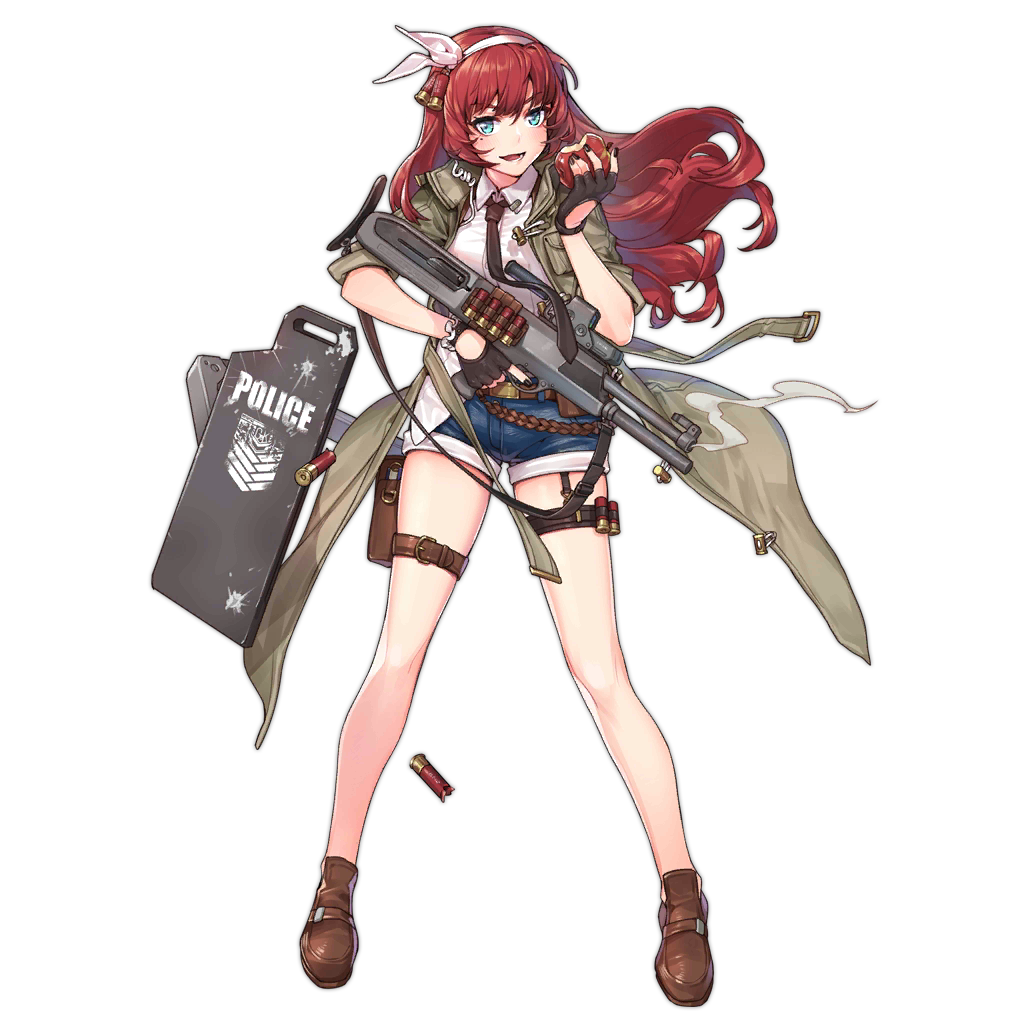 12-gauge, 12-gauge_(2_3/4_inch_shell), 1girl, ammunition, apple, ballistic_shield, blue_eyes, bow