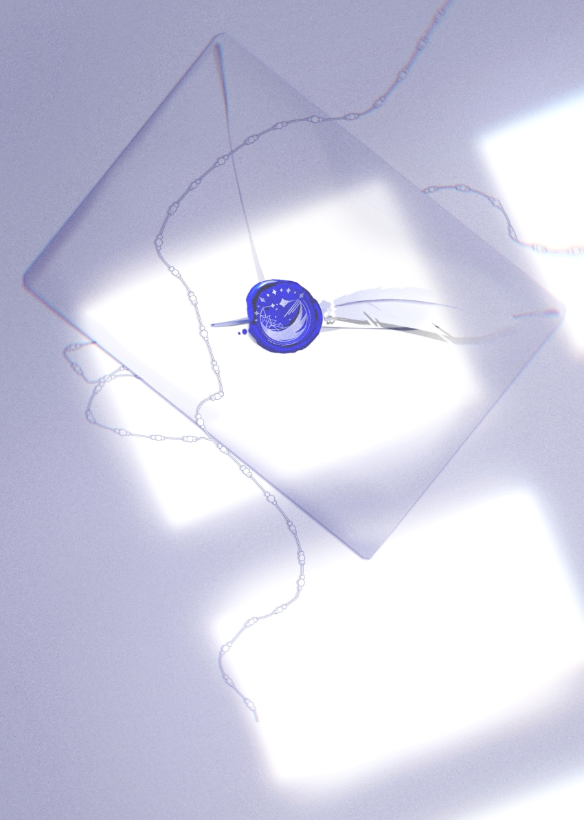 absurdres, byuey, envelope, feathers, highres, letter, no_humans, original