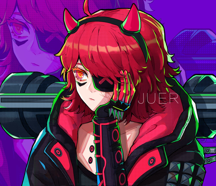 1girl, animification, apex_legends, artist_name, black_gloves, black_hairband, black_jacket, collarbone