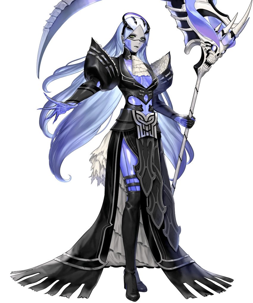 1girl, asatani_tomoyo, black_boots, black_dress, bone, boots, dress, elbow_gloves