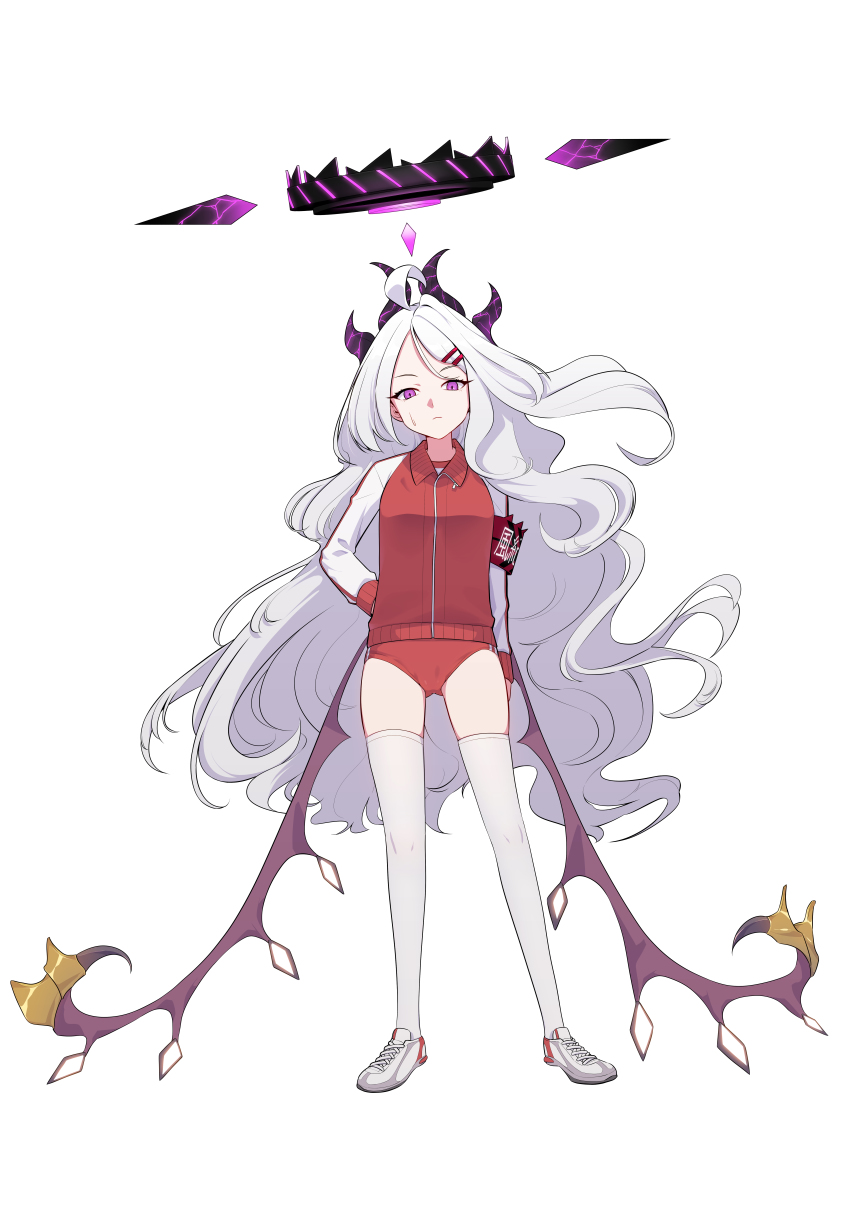 1girl, absurdres, ahoge, alternate_costume, armband, blue_archive, buruma, closed_mouth