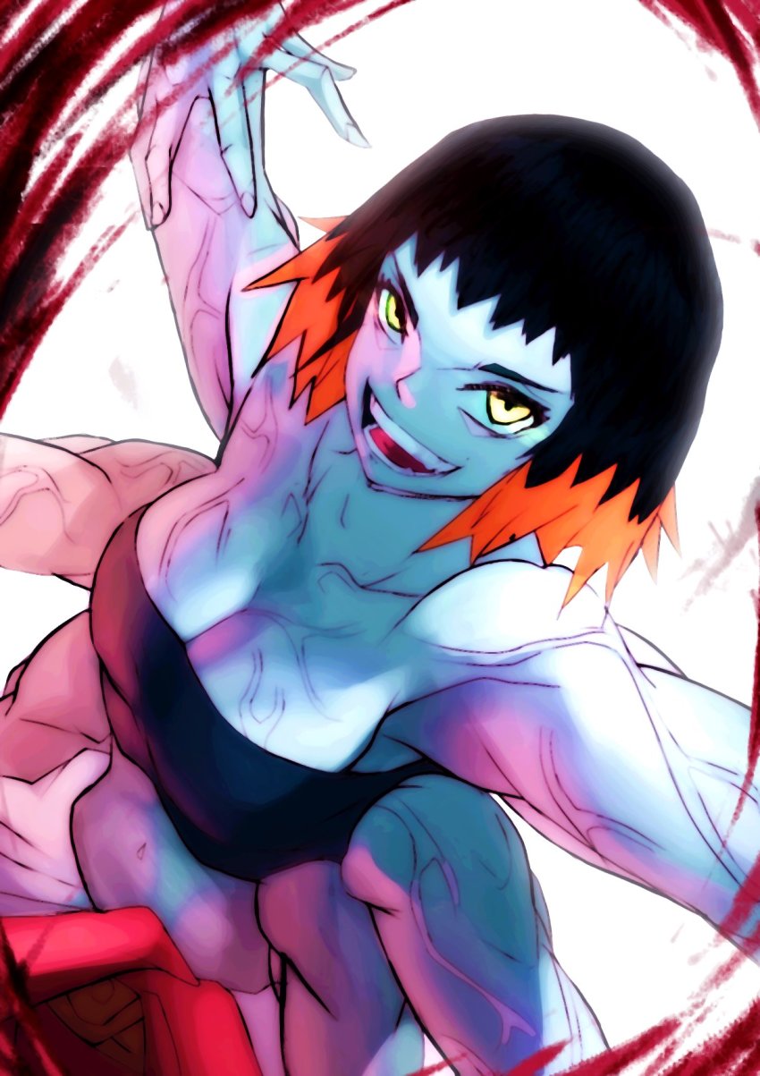 1girl, breasts, cleavage, extra_arms, female_focus, funi_xd, highres, kimetsu_no_yaiba