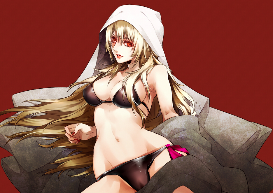 1girl, bikini, blonde_hair, covered_erect_nipples, fina_(ffbe), final_fantasy, final_fantasy_brave_exvius, long_hair