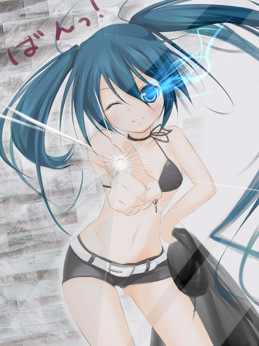 10s, 1girl, bad_id, bad_pixiv_id, belt, bikini, bikini_top_only, black_bikini