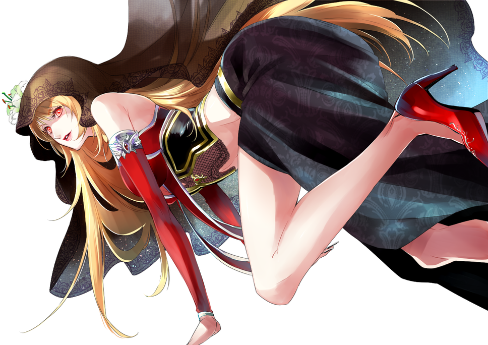 1girl, black_skirt, black_veil, blonde_hair, dutch_angle, fina_(ffbe), final_fantasy, final_fantasy_brave_exvius