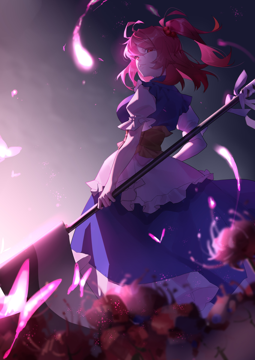 1girl, absurdres, blue_dress, chinese_commentary, clio_(dabingshi_clio_da), commentary, corset, dress