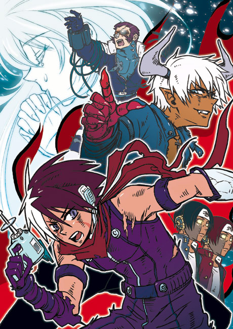 1girl, black_hair, closed_mouth, crying, cyborg, dark-skinned_male, dark_skin, facial_scar