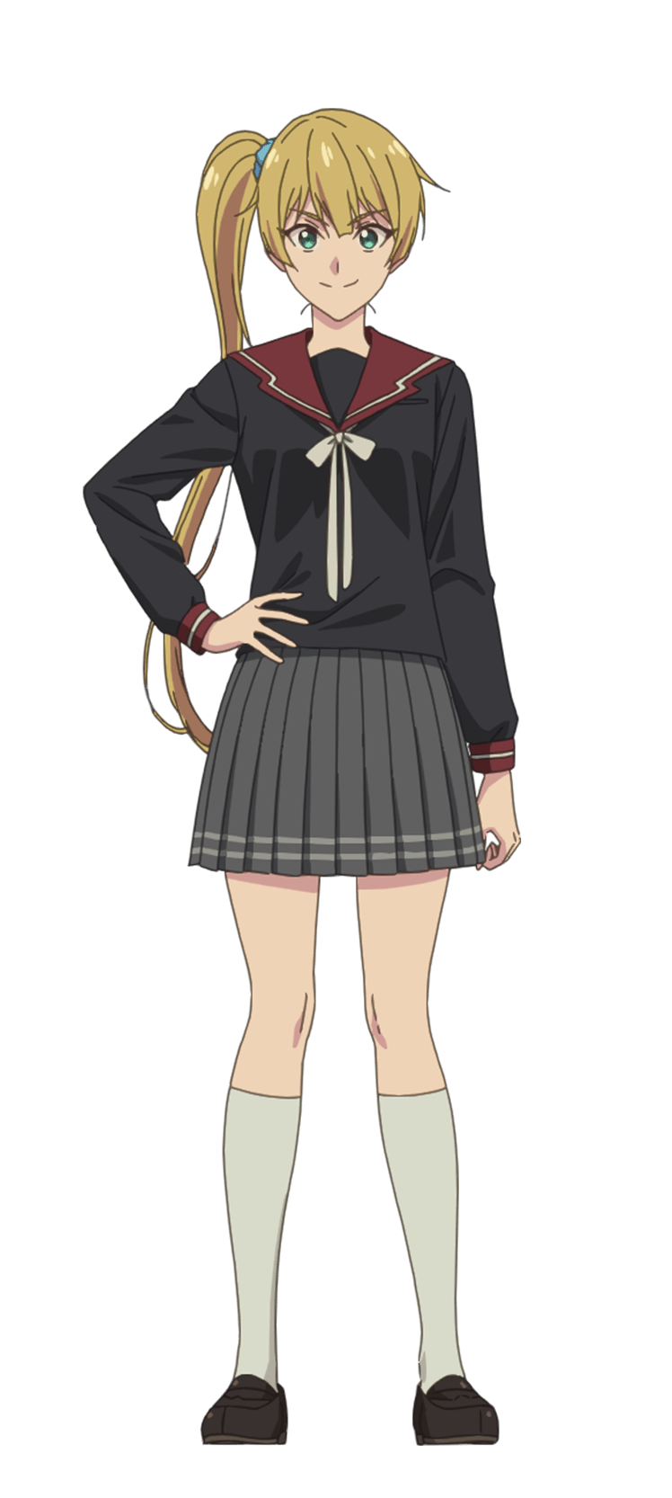 1girl, blonde_hair, blue_eyes, full_body, highres, kisegawa_kirei, long_hair, ponytail