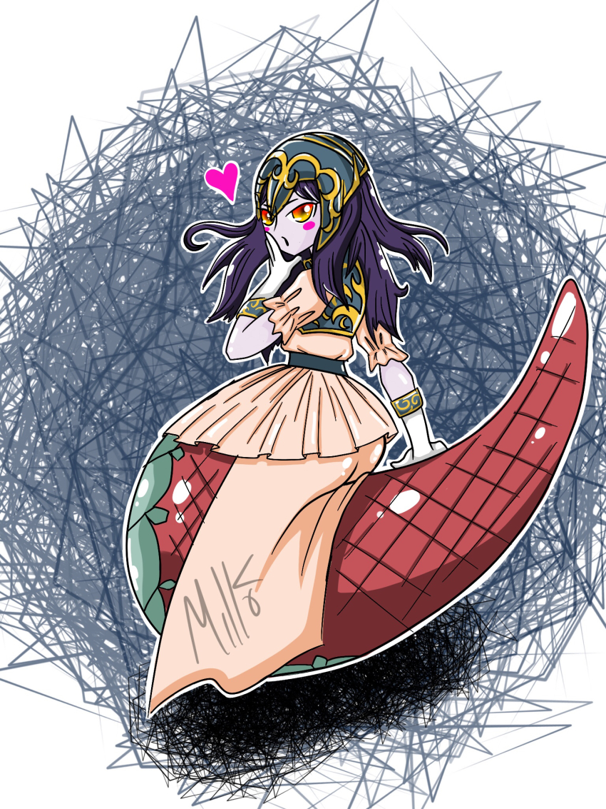 1girl, heart, highres, lamia, monster_girl, reptilianne_lamia, solo, tail