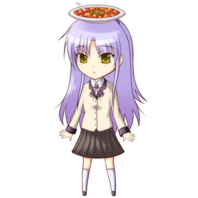 10s, :o, angel_beats!, bad_id, bad_pixiv_id, chibi, food, long_hair