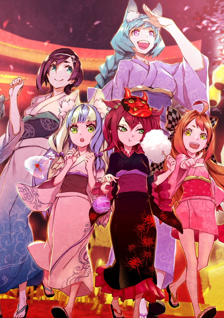5girls, 7th_dragon_(series), 7th_dragon_iii, absurdres, ahoge, banisher_(7th_dragon_iii), black_hair, black_kimono