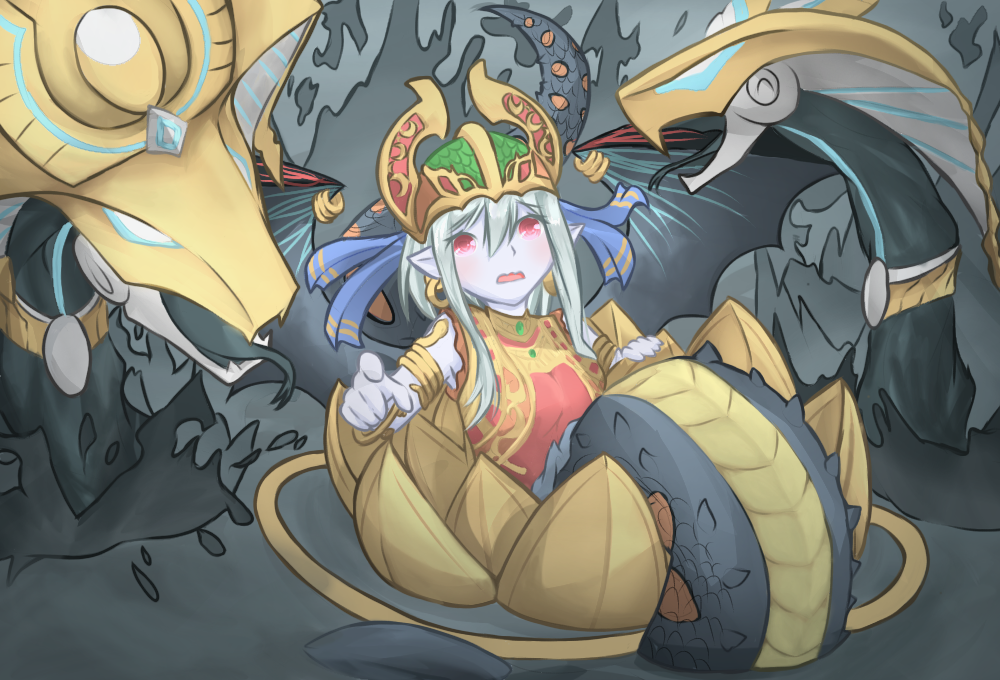 lamia, monster_girl, reptilianne_echidna, snake, snake_girl, snake_tail, tail, yu-gi-oh!