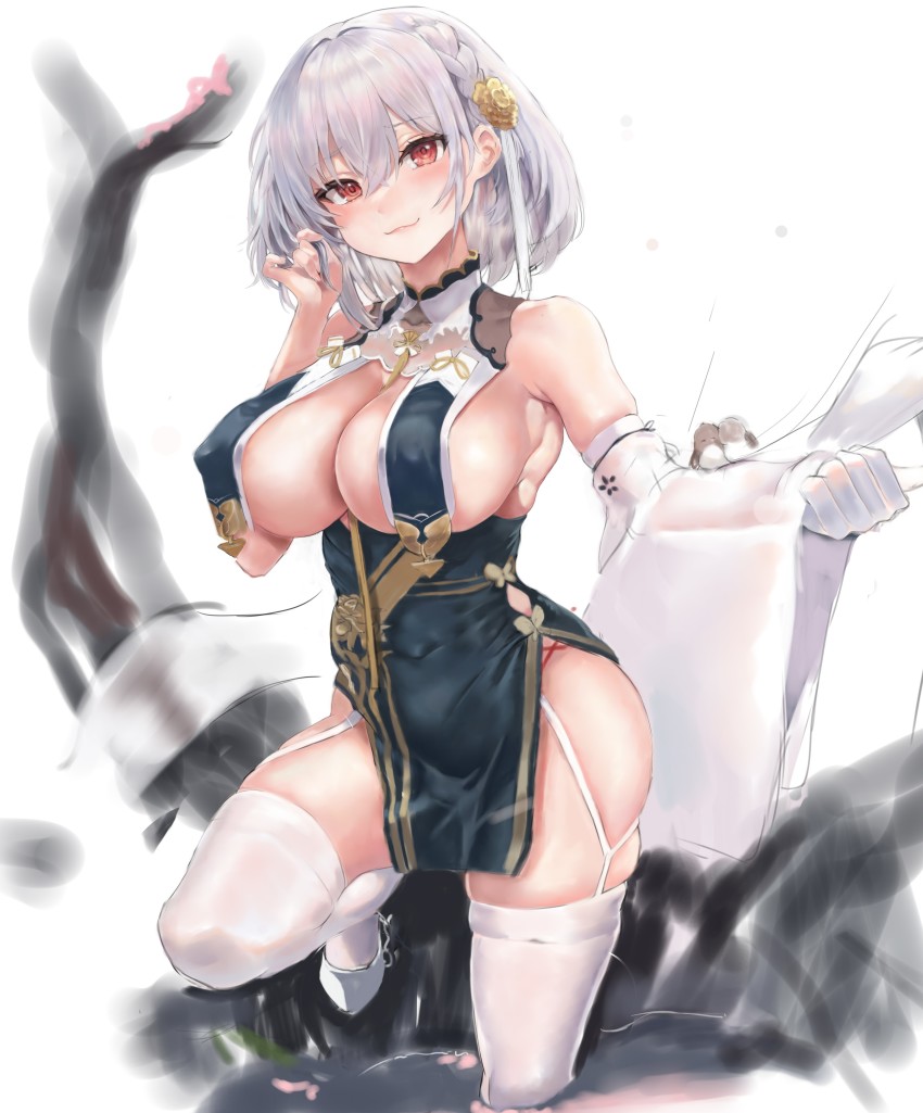 1girl, absurdres, aimu_(angry9565), armpits, ass, azur_lane, bird, braid