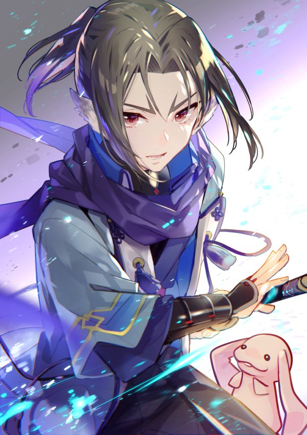 :3, aged_down, ainu_clothes, animal_ears, aquaplus, black_eyes, brown_hair, cloak