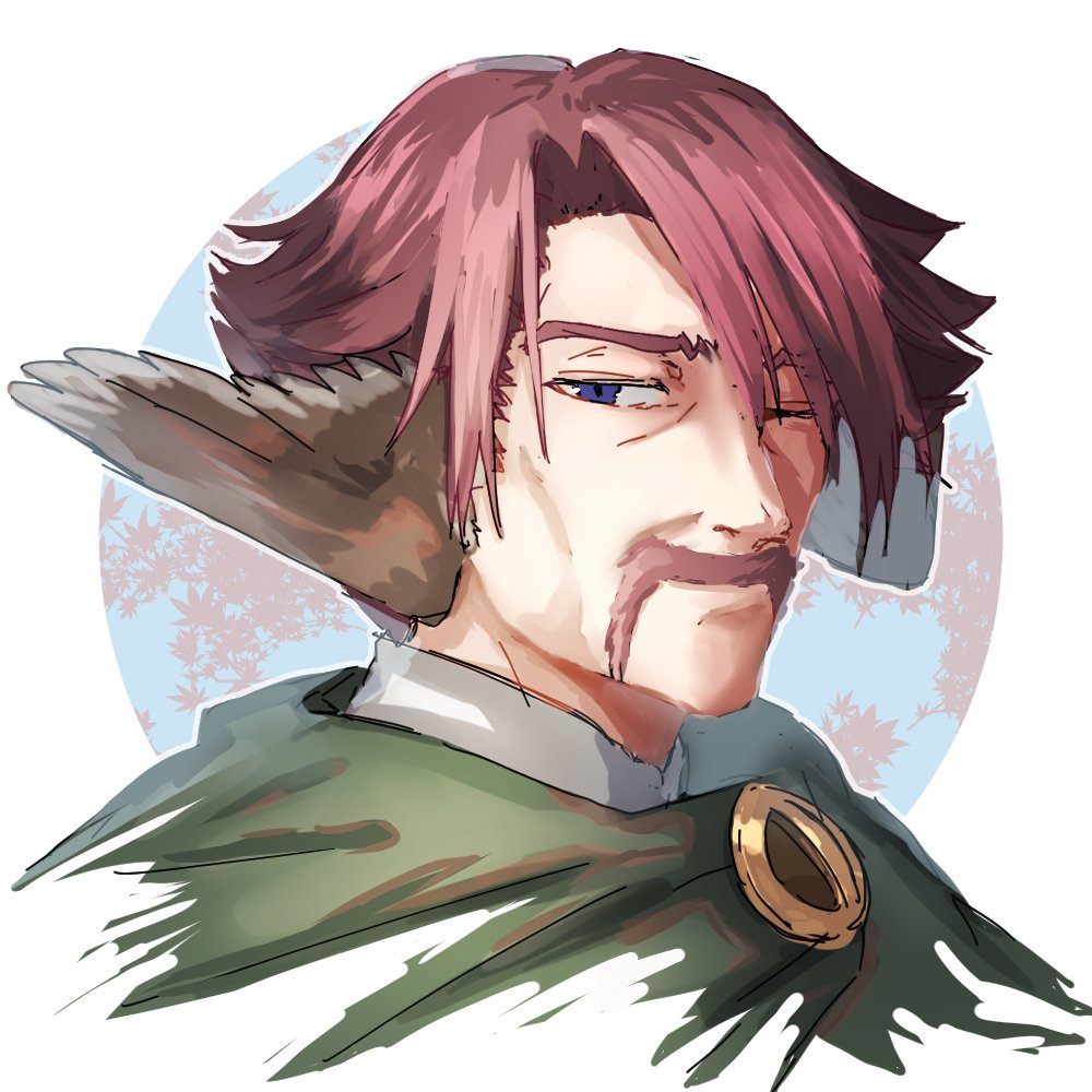 1boy, animal_ears, aquaplus, blue_eyes, facial_hair, from_side, genho_(utawarerumono), kuro_kawa2