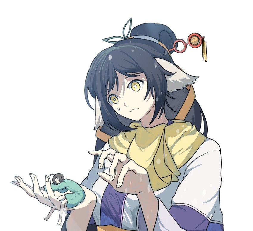 1boy, 1girl, 8t_if, ahoge, ainu_clothes, animal_ears, aquaplus, arms_up