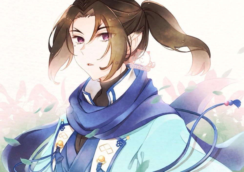 1boy, aged_down, ainu_clothes, aquaplus, brown_hair, coat, high_ponytail, long_hair