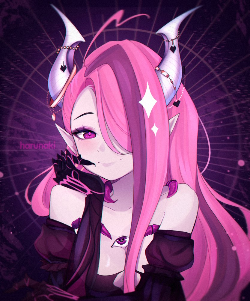 1girl, bare_shoulders, object_behind_ear, blush, breasts, cleavage, closed_mouth, collarbone