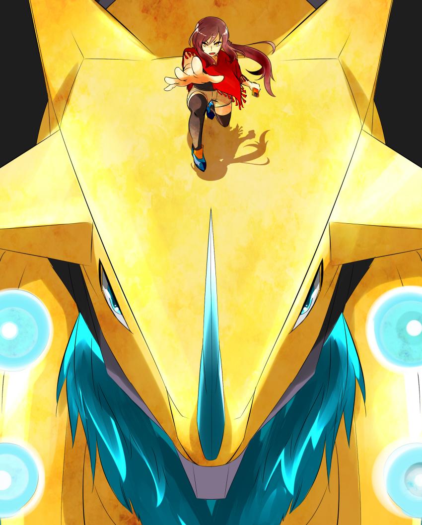 1girl, absurdres, aegisdramon, armor, blue_eyes, blue_hair, digimon, dragon