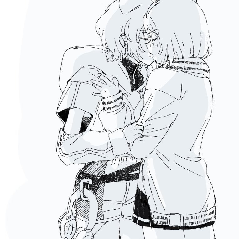 2girls, animal_ears, denonbu, hair_ornament, headphones, hidaka_reina_(denonbu), hood, hoodie