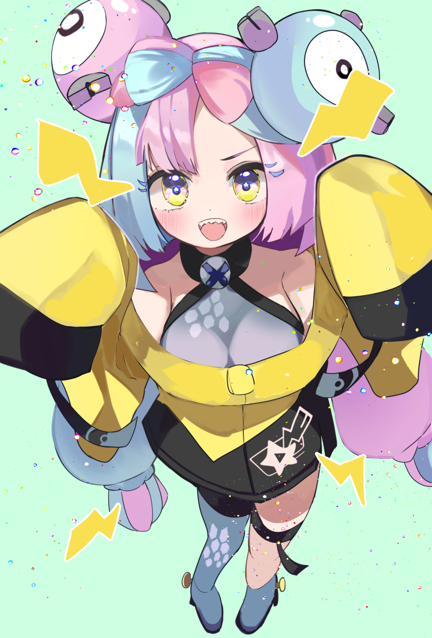 1girl, absurdres, asymmetrical_legwear, blue_hair, blush, character_hair_ornament, hair_ornament, highres