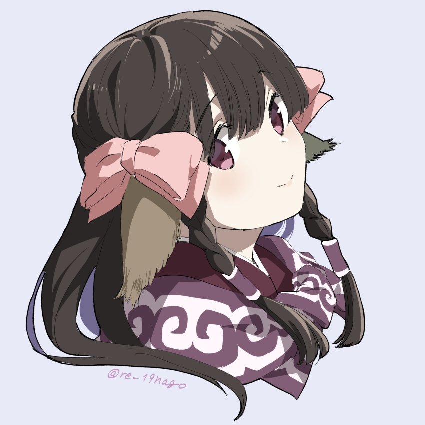 1girl, ainu_clothes, animal_ears, aquaplus, braid, brown_hair, closed_mouth, from_side