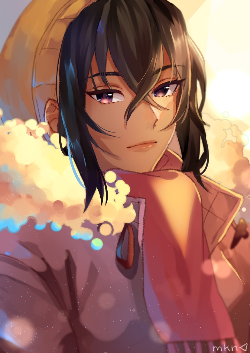 1girl, abigail_jones, black_hair, brown_eyes, brown_headwear, closed_mouth, coat, dark-skinned_female