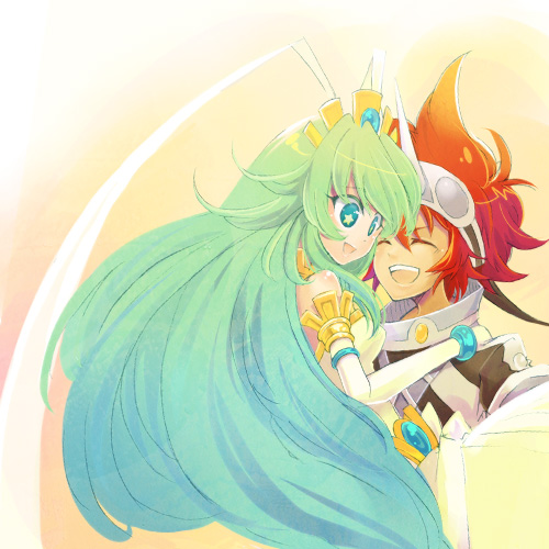 .hack//, .hack//link, 1boy, 1girl, aika_(.hack), armor, bandai, couple