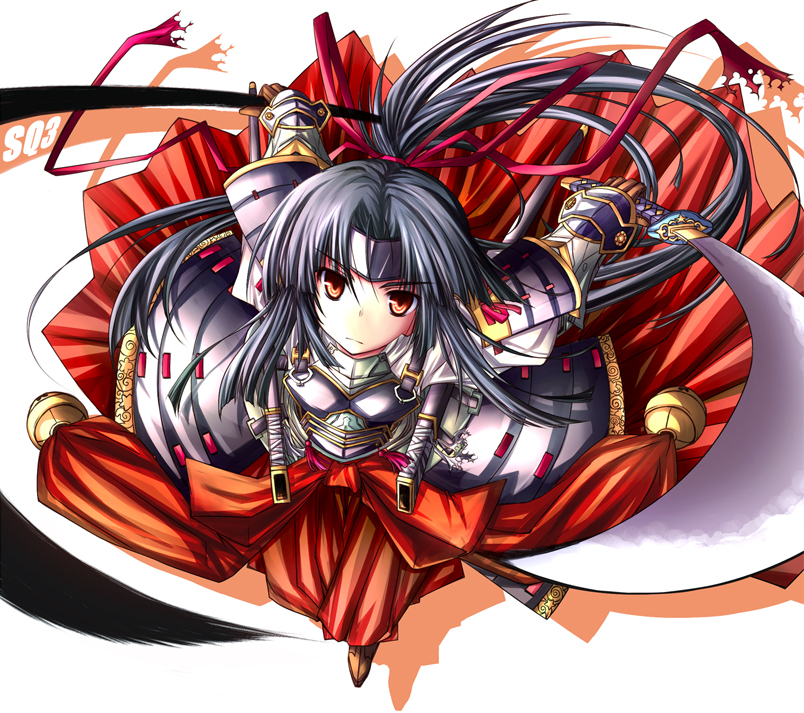 armor, atlus, bell, black_hair, dual_wielding, etrian_odyssey, gauntlets, gloves