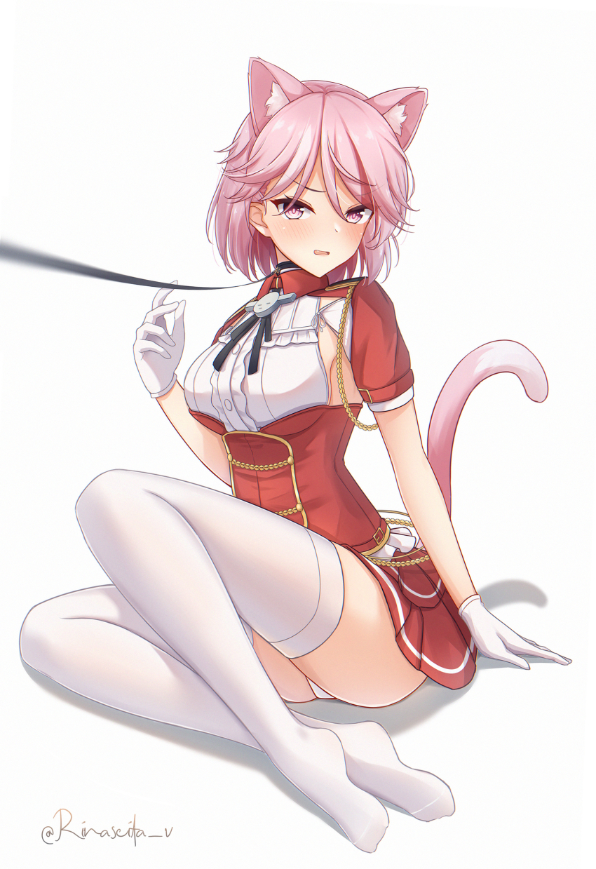 1girl, absurdres, animal_ears, armpit_cutout, aticsanir, breasts, cat_ears, cat_tail