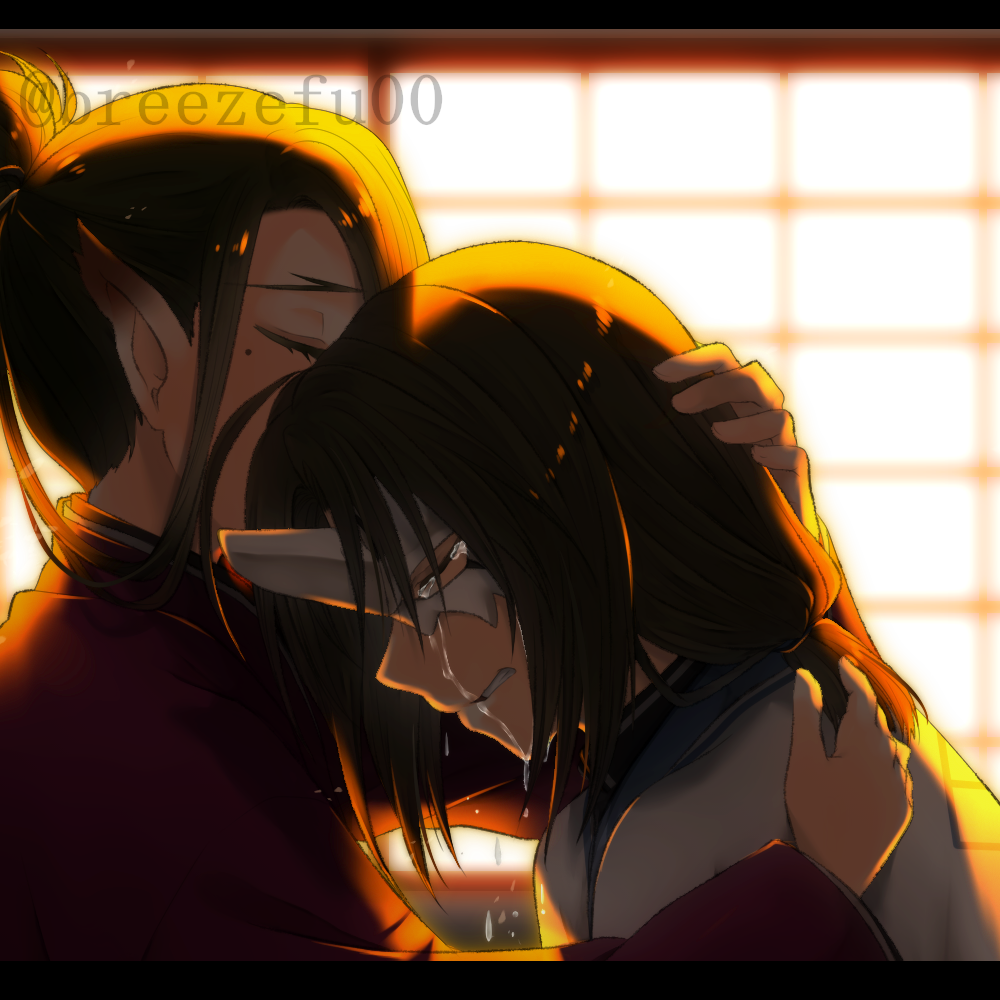 1boy, 1girl, age_difference, ahoge, aquaplus, breezefu00, brown_hair, clenched_teeth