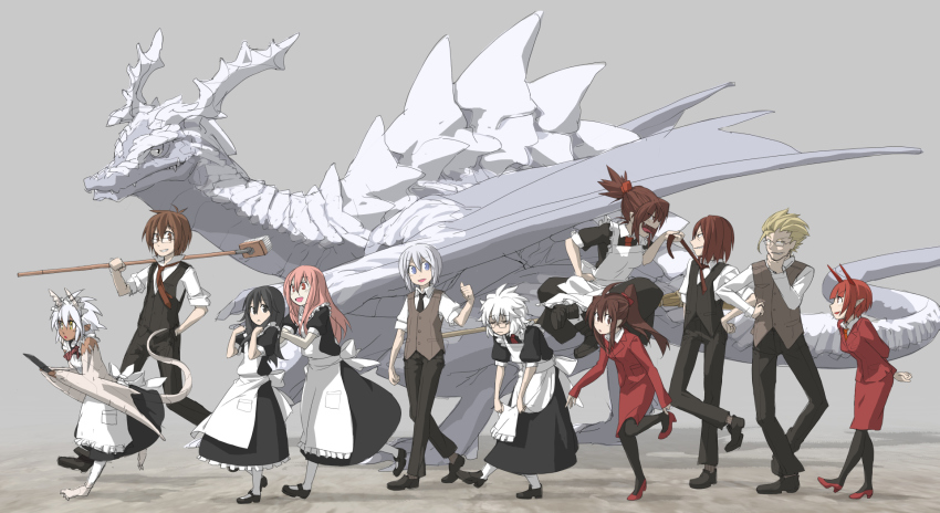 4boys, 6+girls, akatsuhara_empire, animal_ears, bad_id, bad_pixiv_id, broom, broom_riding