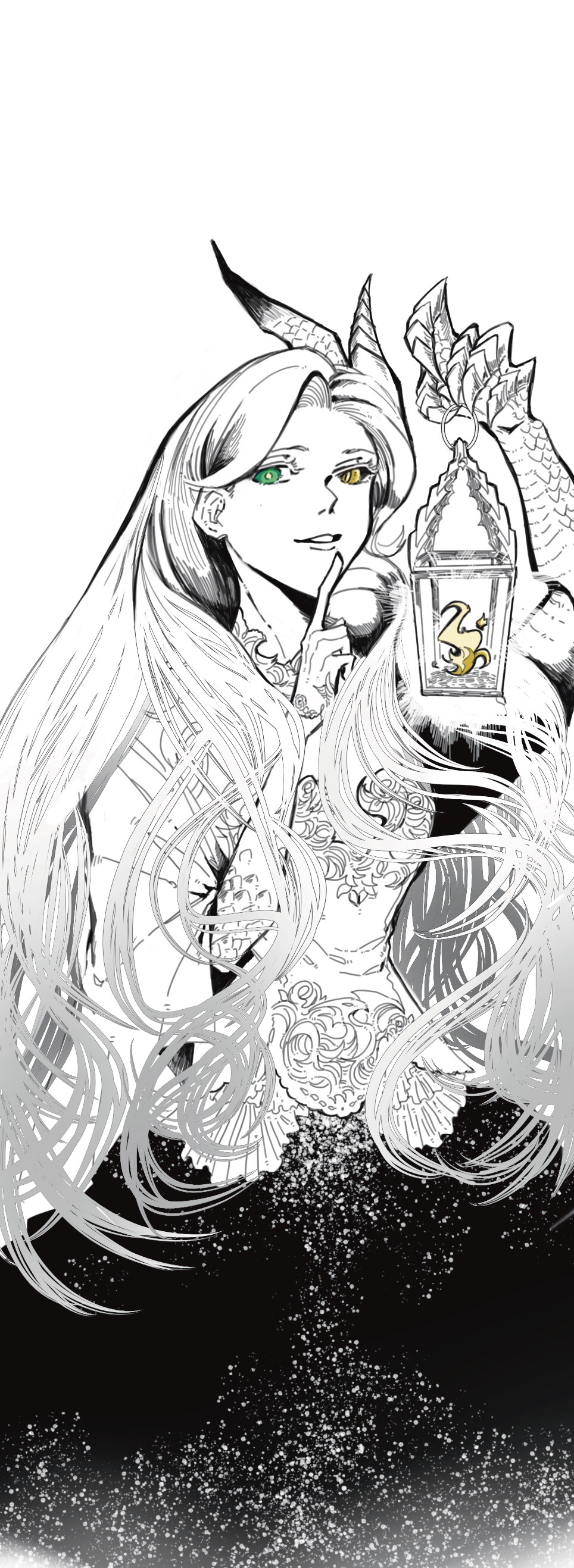 1girl, absurdres, audrey_hall, chinese_commentary, claws, commentary_request, dragon_girl, dragon_horns