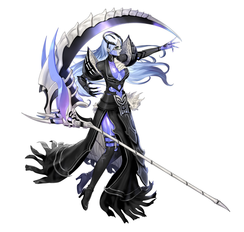 1girl, asatani_tomoyo, ascot, black_dress, black_eyeshadow, black_lips, bone, boots