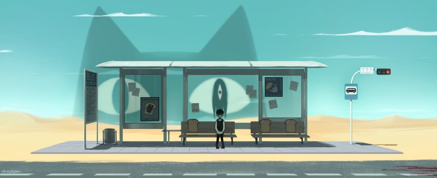 1girl, 1other, 4boys, animal, aubrey_(omori), behind_another, black_eyes, black_hair