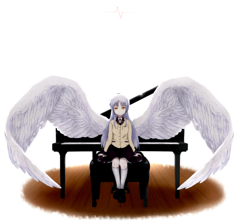 10s, 1girl, angel_beats!, bad_id, bad_pixiv_id, blazer, bowed_wings, female_focus
