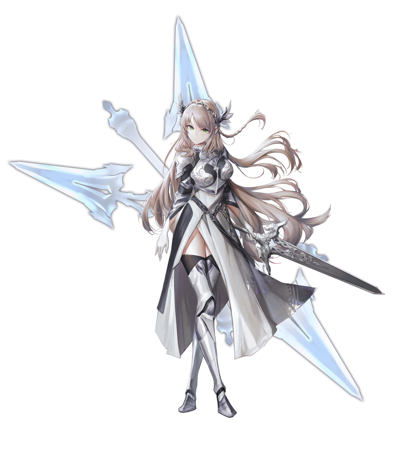 1girl, armor, armored_boots, armored_dress, blonde_hair, boots, ctcctc, dress