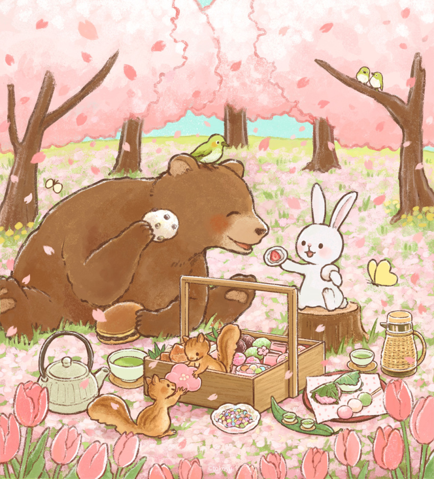 animal, animal_focus, bear, bird, blue_sky, brown_bear, brown_fur, bug