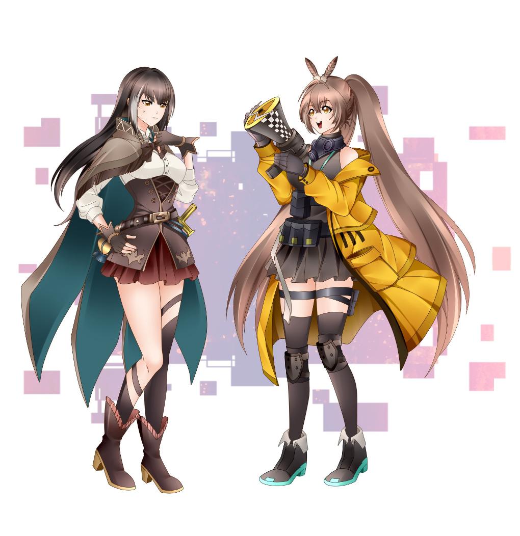 commission, cosplay, costume_switch, full_body, girls'_frontline, hololive, hololive_english, megaphone