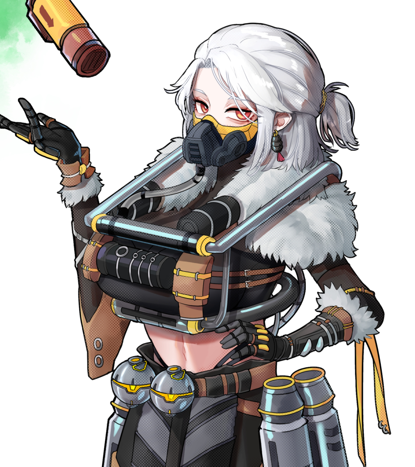 1girl, animification, apex_legends, bad_id, bad_pixiv_id, black_gloves, black_skirt, blackheart_caustic