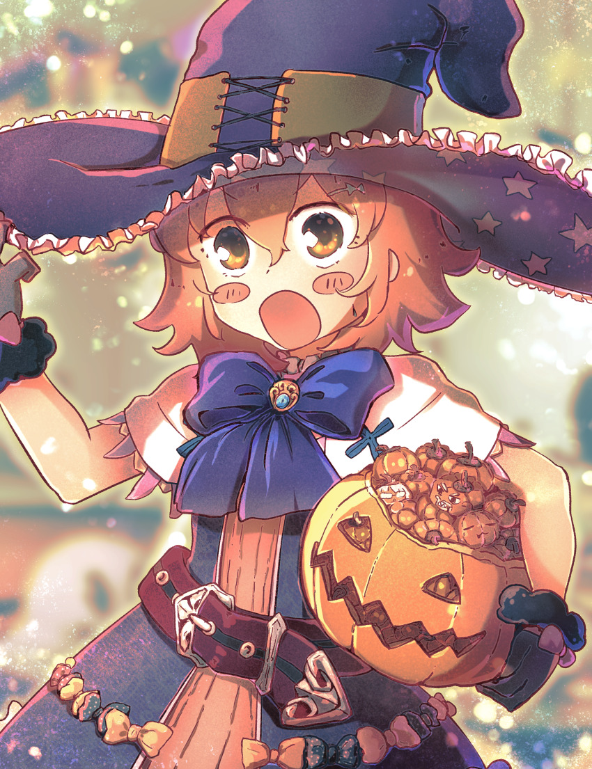 1girl, absurdres, belt, blue_dress, blue_gloves, blue_ribbon, blush, bow